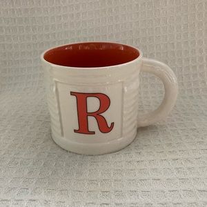 Nantucket Home Oversized Ribbed Cream & Orange “R” Mug